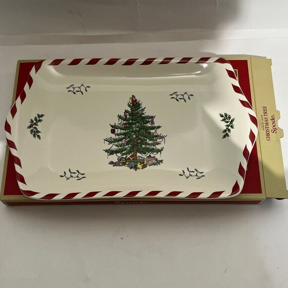 Spode Multicolor Christmas Tree Peppermint Dessert Tray - Picture 6 of 11